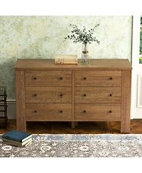 6 Drawer Dresser for Bedroom, Wood Chest of Drawers with Metal Legs, Modern Storage Dresser Chest Cabinet Organizer