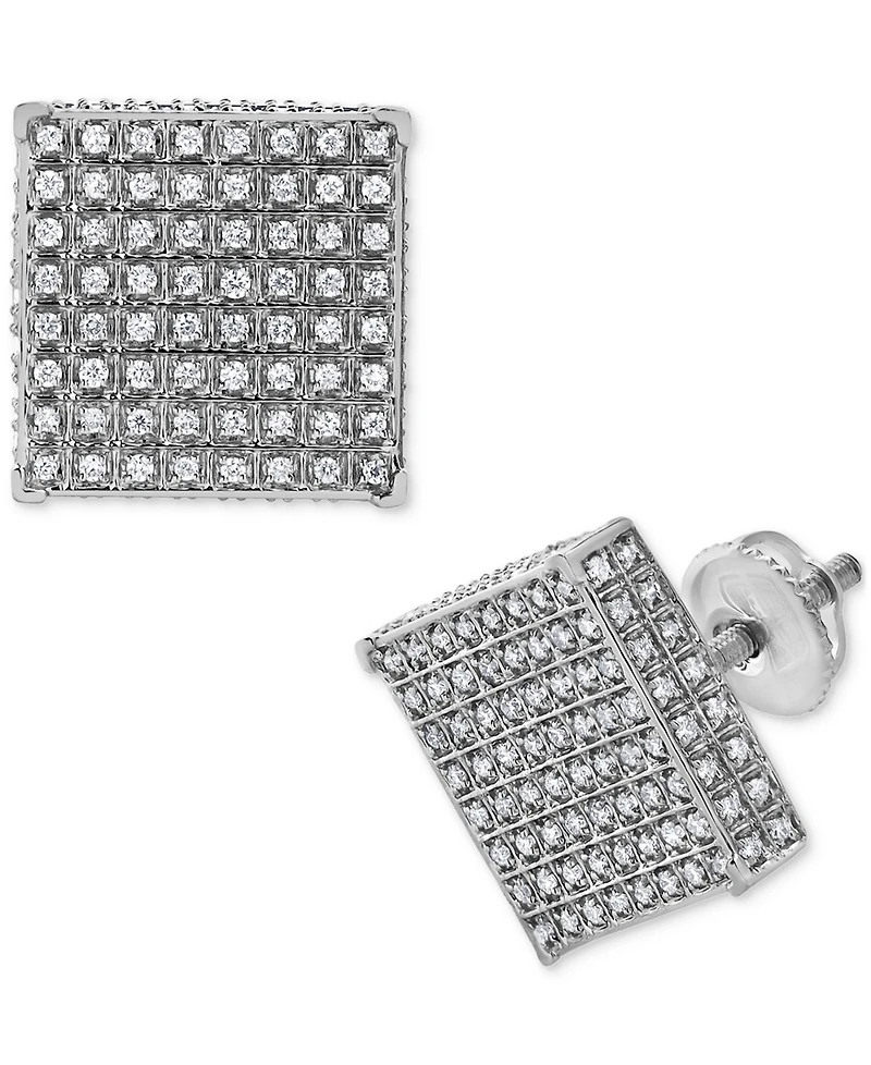 Diamond Pave Square Stud Earrings (5/8 ct. t.w.) in 14k White Gold