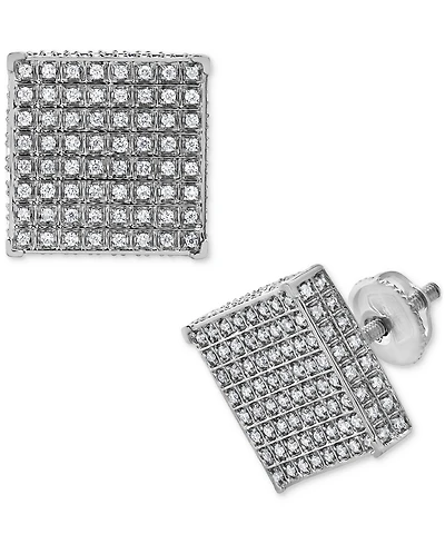 Diamond Pave Square Stud Earrings (5/8 ct. t.w.) in 14k White Gold