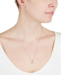 Macy's 2-Pc. Set Cubic Zirconia (2-1/3 ct. t.w.) Round Stud Earrings & Pendant Necklace in Sterling Silver, 16" + 2" extender (Also Available in 14k G