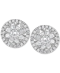 Diamond Cluster Round Stud Earrings (1 ct. t.w.) in 14k White Gold