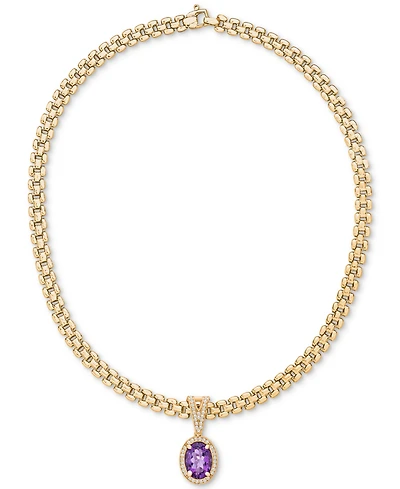 Amethyst (5-3/8 ct. t.w.) & White Topaz (3/4 ct. t.w.) Panther Link 18" Necklace in 14k Gold-Plated Sterling Silver
