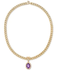 Amethyst (5-3/8 ct. t.w.) & White Topaz (3/4 ct. t.w.) Panther Link 18" Necklace in 14k Gold-Plated Sterling Silver