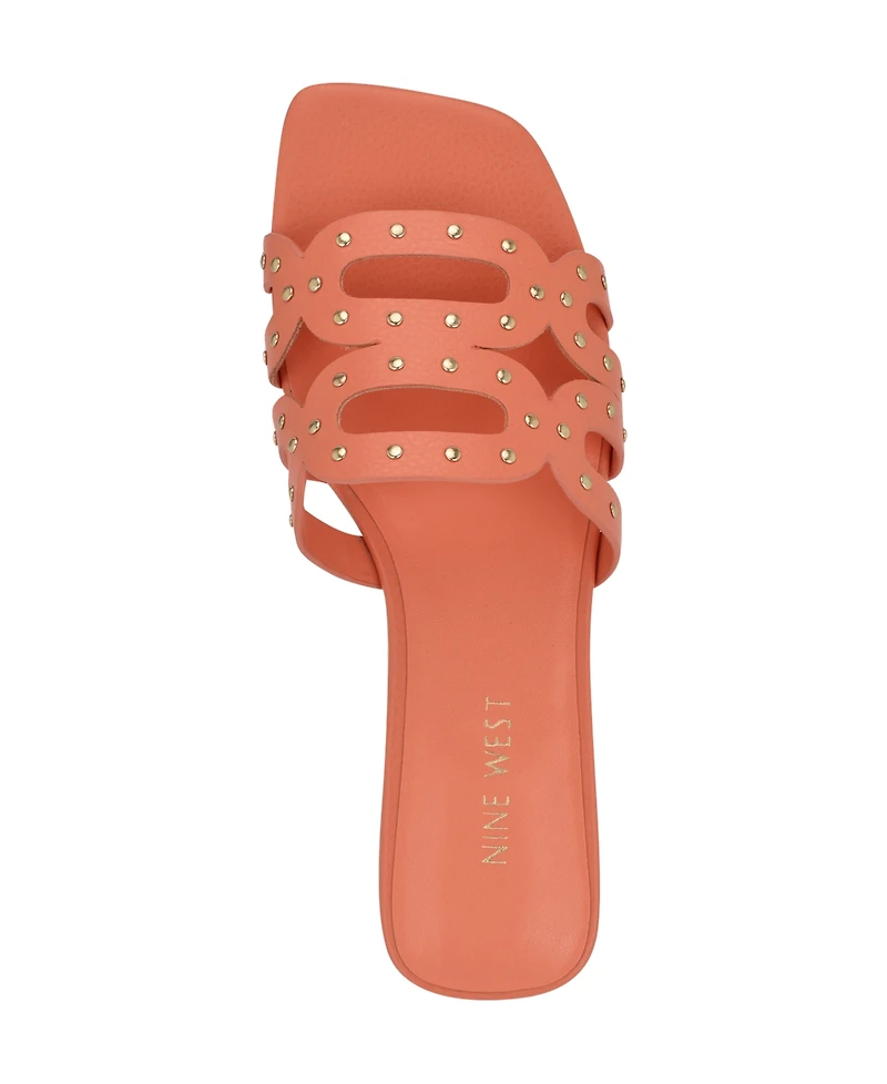 Nine West Women's Mckinna Square Toe Flat Sandals