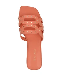 Nine West Women's Mckinna Square Toe Flat Sandals