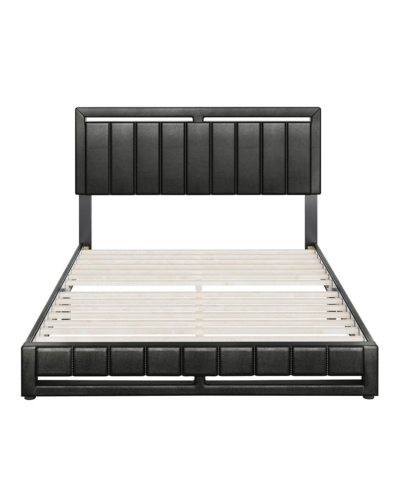 Boyd Sleep Belle Upholstered Platform Bed with Headboard, Mattress Foundation with Strong 14 Wood Slat Supports