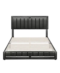 Boyd Sleep Belle Upholstered Platform Bed with Headboard, Mattress Foundation with Strong 14 Wood Slat Supports