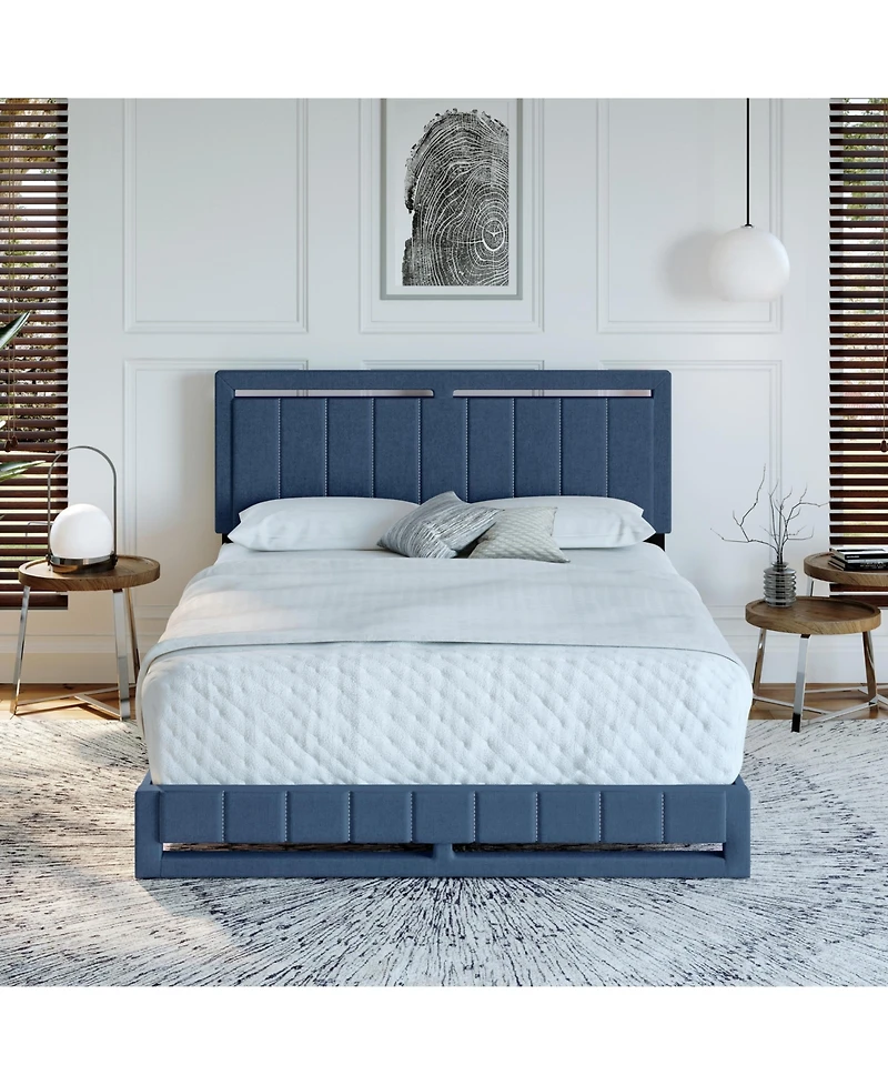 Boyd Sleep Siri Upholstered Platform Bed with Headboard, Mattress Foundation Strong 14 Wood Slat Supports, No Box Spring Required