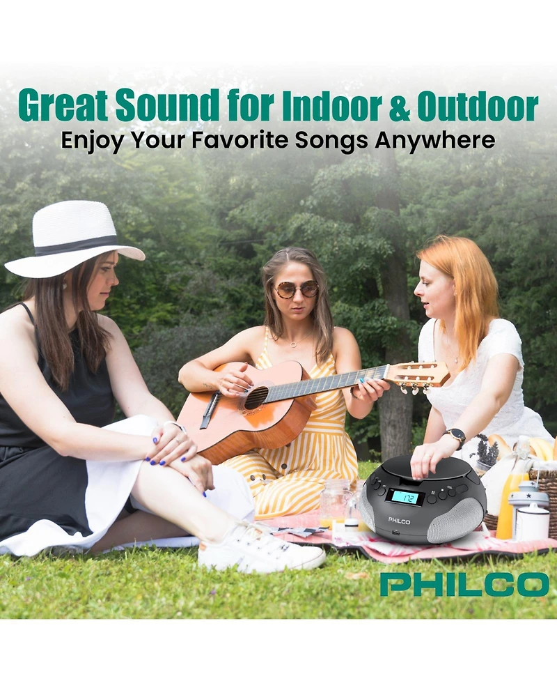 Philco Wired Boombox with Cd Player | MP3/Wma/Cd-r/Cd-rw/Fm Radi, 3.5mm Aux Input, Stereo Sound, Led Display, Compact & Easy-to-Use