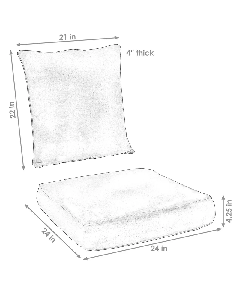 Indoor/Outdoor Olefin Replacement Deep Back and Seat Cushion Set for Patio Chair - 2pc