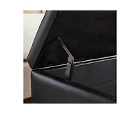 The Pop Home Faux Leather Storage Bench, Bed End Stool with Hidden Storage, Upholstered Ottoman Solid Wood Legs-The