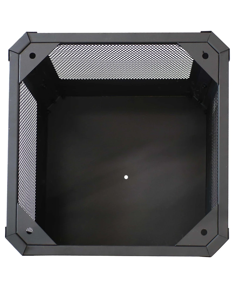 Outdoor Camping or Backyard Steel Square Grelha Fire Pit with Grilling Grate - 16" - Black