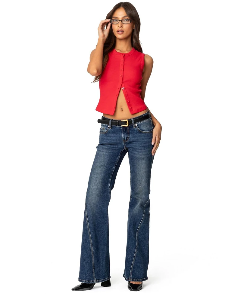 Edikted Women's Basel Button Up Tank Top