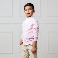 Hope & Henry Boys' Organic Long Sleeve Tipped Cardigan Sweater, Kids