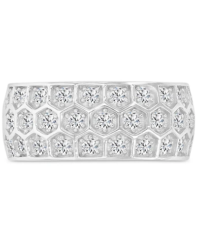 Cubic Zirconia Honeycomb Band Ring Sterling Silver