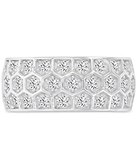 Cubic Zirconia Honeycomb Band Ring Sterling Silver
