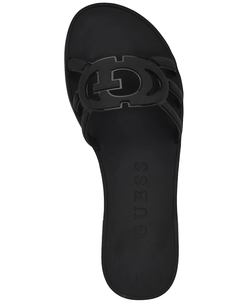 Guess Women's Elyho Logo Cutout Flat Jelly Sandals