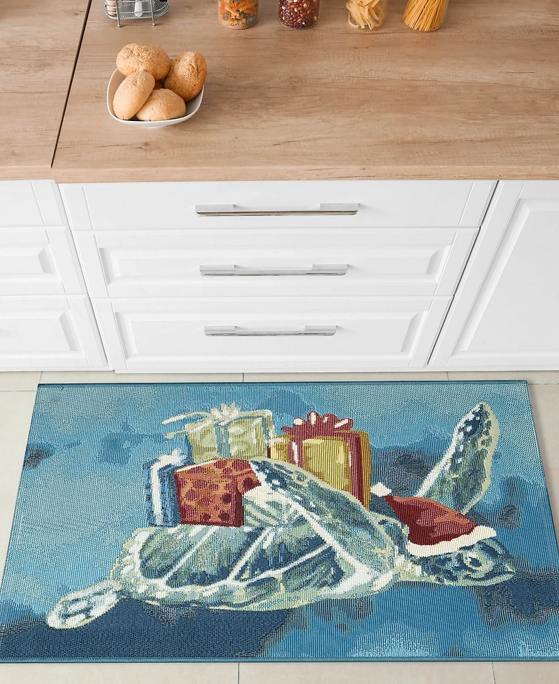 Liora Manne' Esencia Santa Seaturtles 2'x2'10" Area Rug