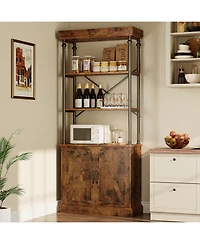 gaomon Tall Bookshelf with Doors Industrial Bookcase Freestanding Shelf Units Wood and Metal Book Shelf Storage Organizer for Bedroom