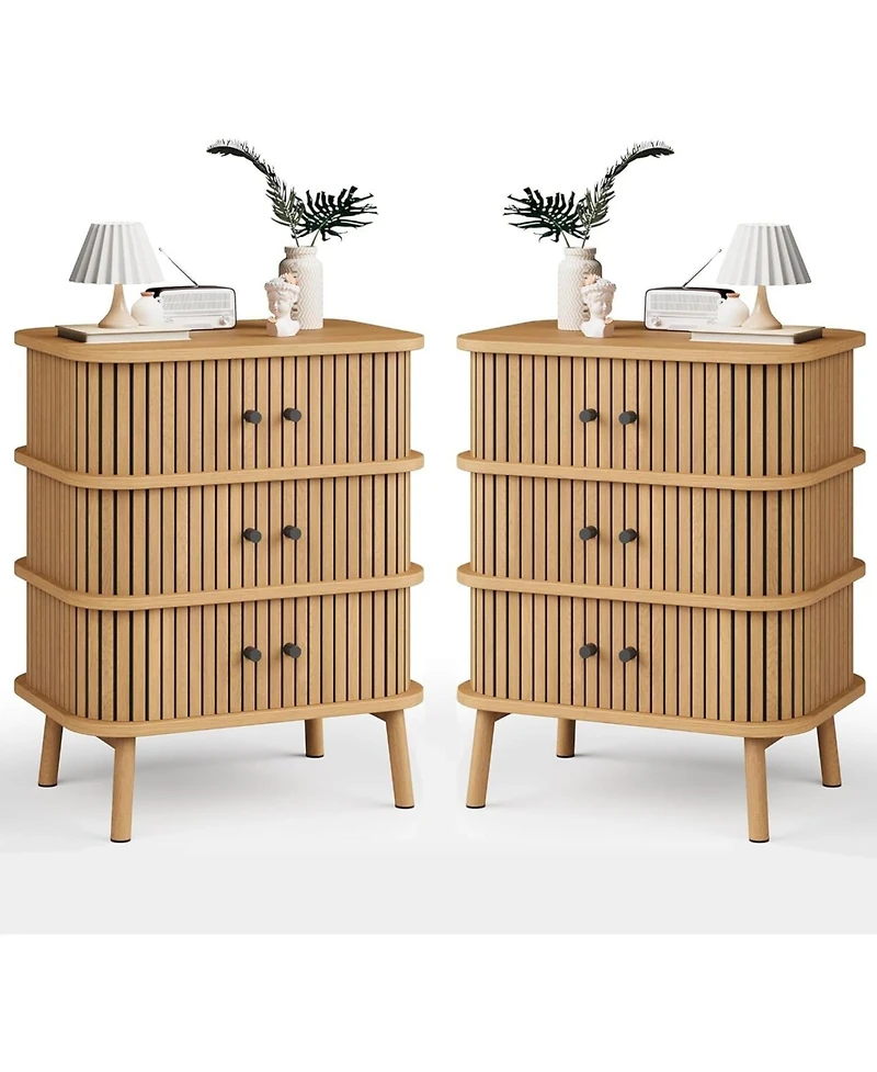 6 Drawer Dresser, Horizontal Chests of Double Drawers for Bedroom, Mid Century Dresser with Black Handles and Wooden Legs, Storage Drawer Organizer fo