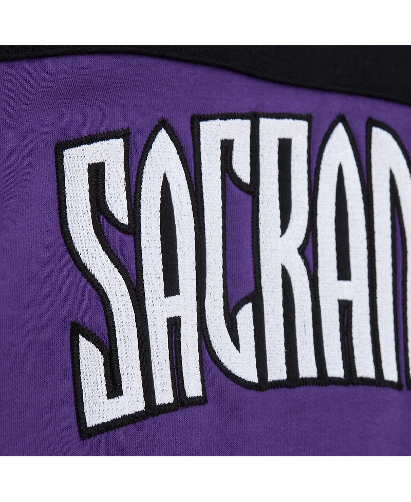 Mitchell & Ness Men's Purple Sacramento Kings Hardwood Classics Nights Head Coach Pullover Hoodie