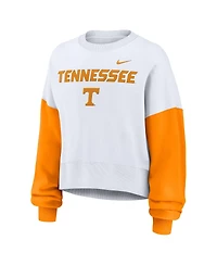 Nike Women's White Tennessee Volunteers Color-Block Oversized Cropped Pullover Sweatshirt