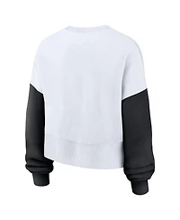 Nike Women's White Iowa Hawkeyes Color-Block Oversized Cropped Pullover Sweatshirt