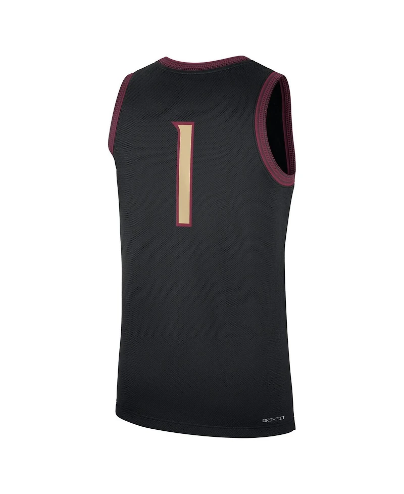 Nike Men's 1 Black Florida State Seminoles Alternate Replica Jersey