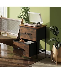 Wlive Nightstand 2 Drawer Dresser for Bedroom Small Dresser with 2 Drawers Bedside Furniture Night Stand End Table with Fabric Bins for Bedroom Closet