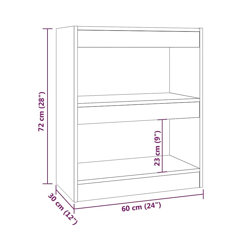 Book Cabinet/Room Divider Smoked Oak 23.6"x11.8"x28.3"