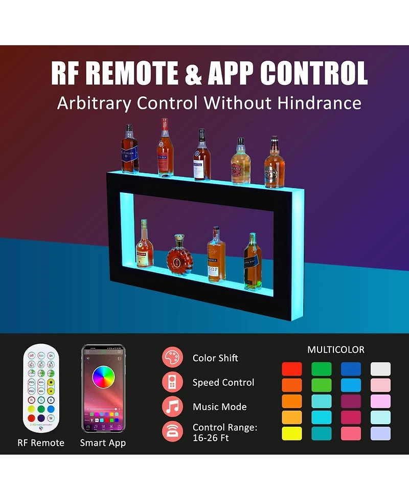 gaomon Acrylic Lde Wine Cabinet - Led Wine Display Rack, Remote Control, App-Controlled, Modern Design, 48-Inch 2-Tier