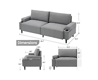 gaomon 80.7" Modern Square Armrest Cushioned Sofa with Storage Bag and Cup Holders, Small Couch Mid Century for Living Room, Apartment Office