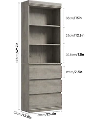gaomon Bookcase with Drawers 70.27 Inches Tall Bookshelf Farmhouse Bookcases