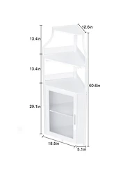 gaomon Corner Wine Bar Rack Cabinet with Detachable Wine Rack, Home Bar Cabinet with Barn Door and Adjustable Shelf, Wine Bar Cabinet and Buffet Cabin