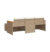 vidaXL 3 Piece Patio Sofa Set with Cushions Beige Poly Rattan