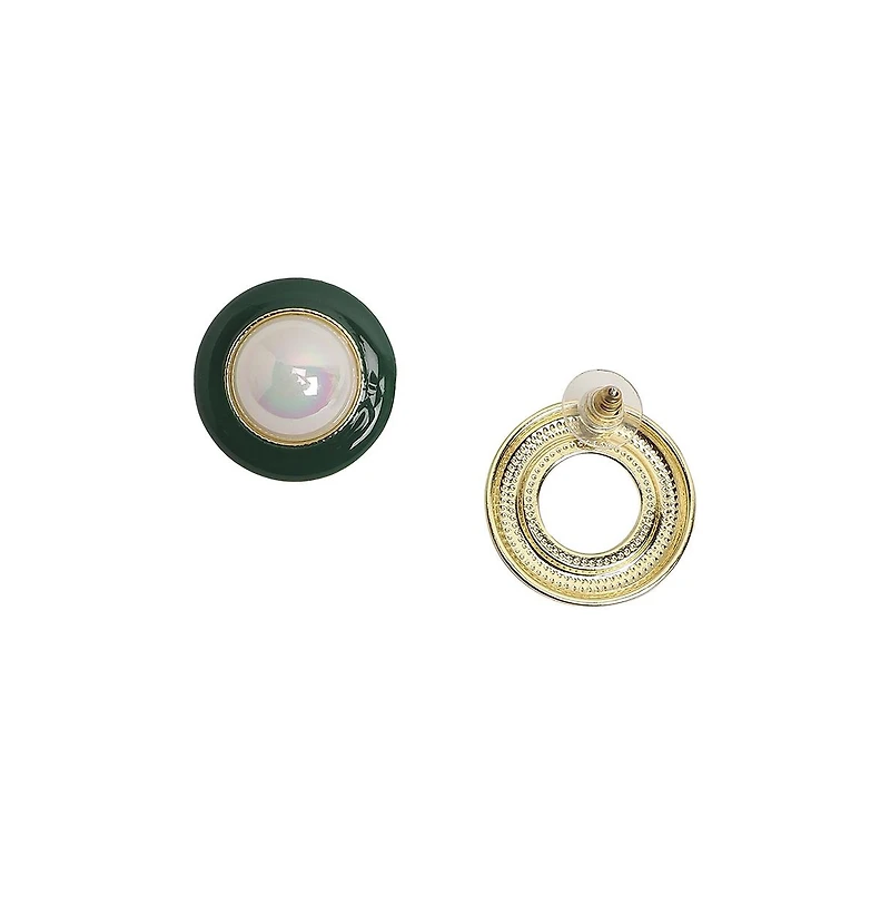 Enamel Pearl Stud Earrings