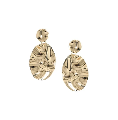 Dented Oval Drop Earrings