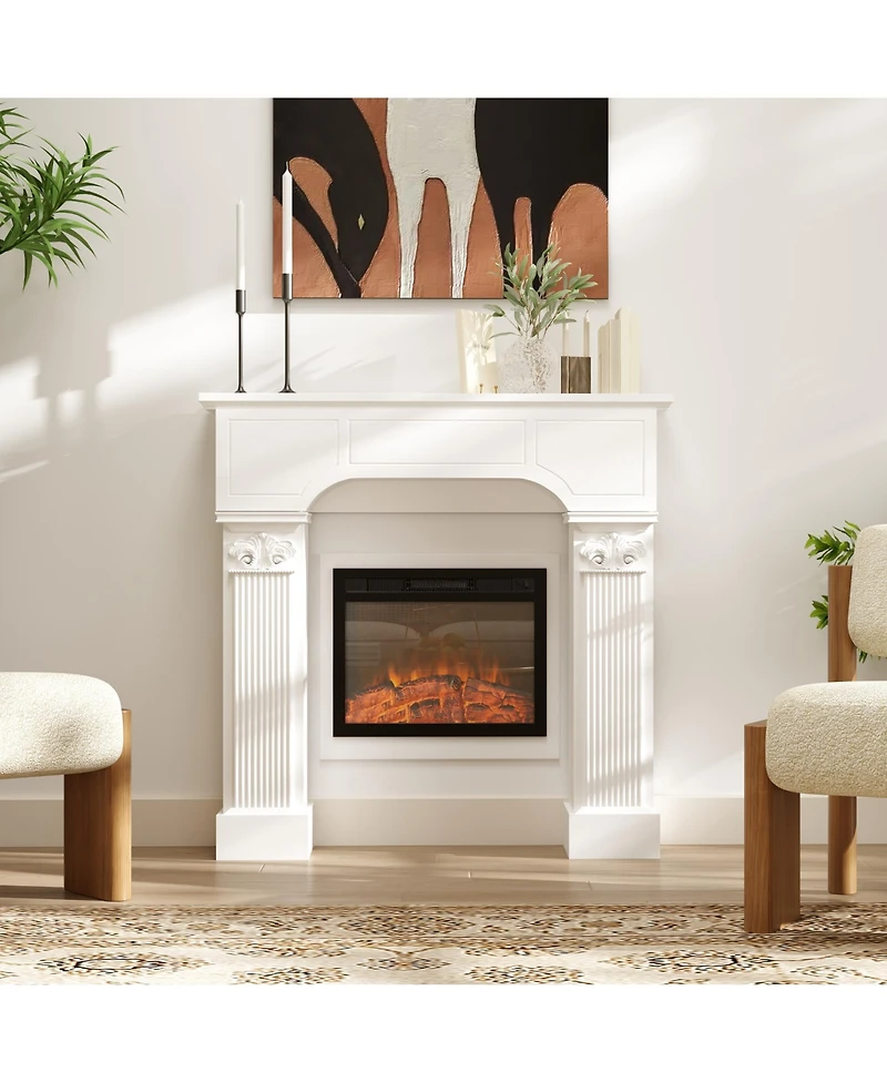 Homcom Baroque Fireplace Mantel, Fireplace Surround with Ionic Leg,