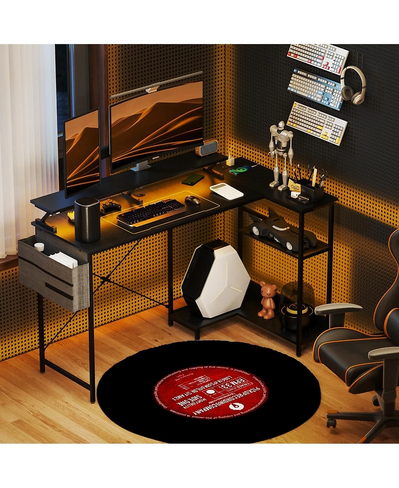 Homcom 58" Reversible L Shaped Desk, Corner Computer