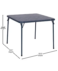 Skonyon Black 34 inch Portable Square Folding Table with Pu Soft Cushion for Living Room, Office, Camping