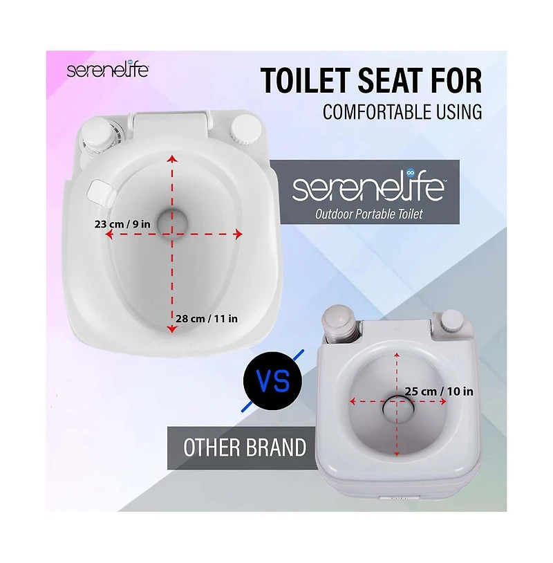SereneLife Outdoor Portable Toilet With Carry Bag & Waste Level Indicator
