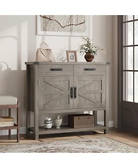 gaomon Farmhouse Entryway Table with 2-Door Cabinet & 2 Drawers, Wood Console Table with Storage, Coffee Bar Cabinet