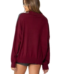 Edikted Women's Argyle Oversized Polo Sweater