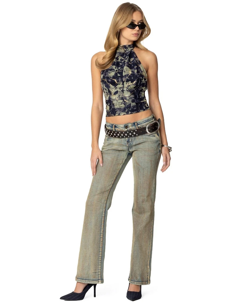 Edikted Womens Paz Printed Mesh Top