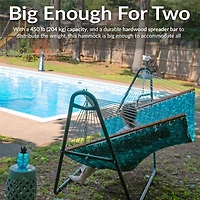 2-Person Quilted Printed Fabric Spreader Bar Hammock/Pillow with S Hooks and Hanging Chains - 450 lb Weight Capacity