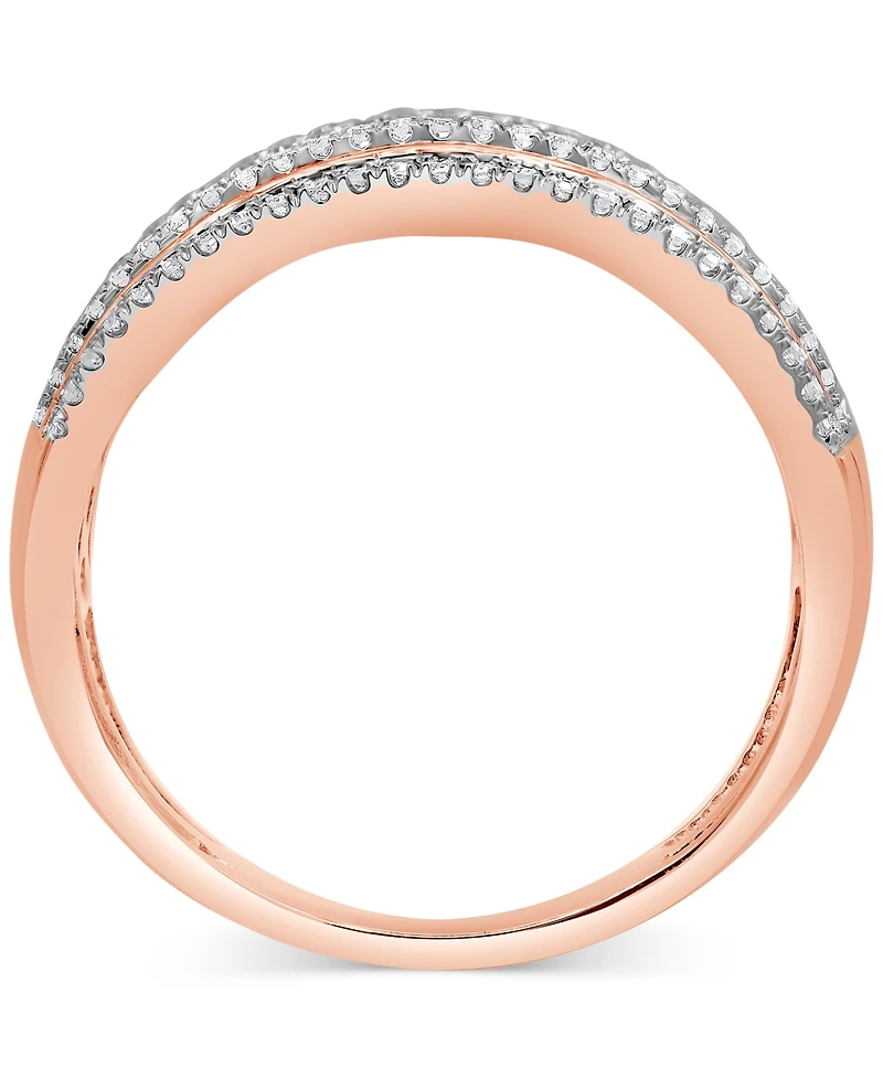 Diamond Princess & Round Multirow Statement Ring (1 ct. t.w.) in 14k Rose Gold