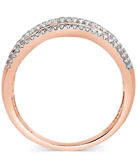 Diamond Princess & Round Multirow Statement Ring (1 ct. t.w.) in 14k Rose Gold