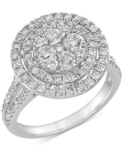 Diamond Double Halo Cluster Ring (1-1/2 ct. t.w.) in 14k White Gold