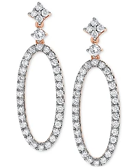 Diamond Open Oval Hoop Drop Earrings (5/8 ct. t.w.) in 14k Rose Gold