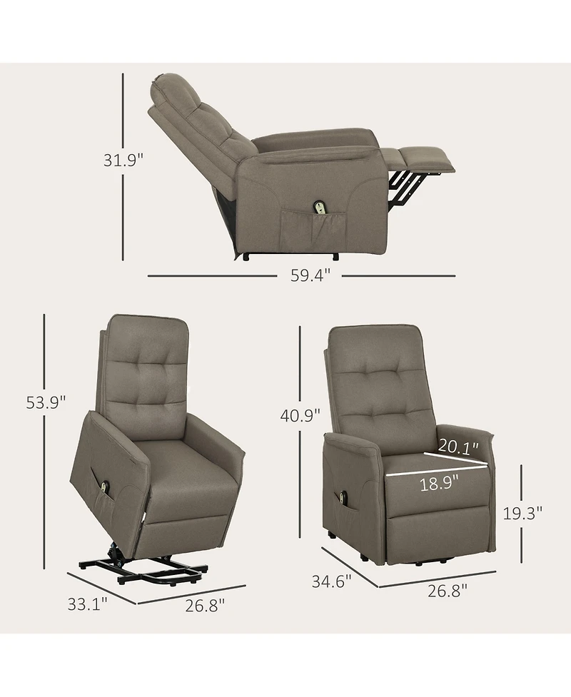 Homcom Lift Recliner Chair, Power Lift Sofa with Quick Assembly, Deep